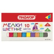 Мел школьный 10 шт. ПИФАГОР цветной