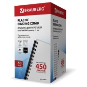 Пружина пластиковая 51 мм (411-500 л) BRAUBERG, цвет черный, 50 шт