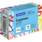 Скрепки 28 мм 70шт,  OfficeSpace, цветные, карт. упак.