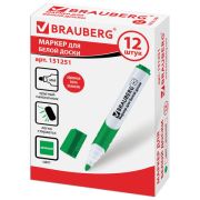 Маркер для доски BRAUBERG SOFT, ЗЕЛЕНЫЙ, резиновая вставка, круглый наконечник, 5 мм, 151251