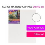 Холст грунтованный на подрамнике BRAUBERG, 30*40см, 100% хлопок, мелкое зерно