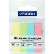 Закладки клейкие OfficeSpace, 50*12мм, 25л*4 пастельных цвета, европодвес