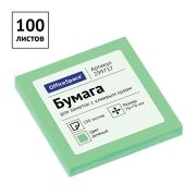 Бумага для записей с клейким краем 76x76 OfficeSpace 100л., зеленый