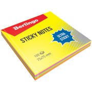 Бумага для записей с клейким краем 75*75мм, Berlingo «Ultra Sticky», 100л, 4 неоновых цвета