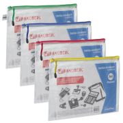 Папка на молнии А4+ BRAUBERG (335х243 мм), молния ассорти, ПВХ, сетка, прозрачная, 0,2 мм, «Segment»
