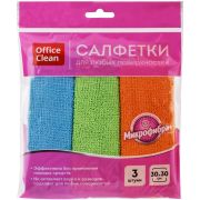 Набор салфеток 03 шт. из микрофибры 30*30см универсальная OfficeClean «Стандарт»,