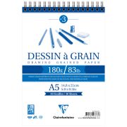 Скетчбук, 30л. А5 на гребне Clairefontaine «Dessin a grain», 180г/м2, мелкозернистая