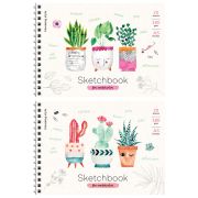 Скетчбук, 20л. А5 на гребне ArtSpace «Cute plants», 180г/м2