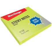 Бумага для записей с клейким краем 76*76 мм, Berlingo «Ultra Sticky», 80л, зеленый неон