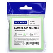 Бумага для записей с клейким краем 76*76мм, OfficeSpace, 80л., зеленый, европодвес