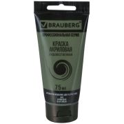 Краска акриловая художественная ОЛИВКОВАЯ BRAUBERG, 75 мл, туба, профессиональная серия