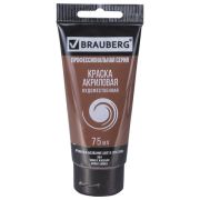Краска акриловая художественная УМБРА ЖЖЕНАЯ BRAUBERG, 75 мл, туба, профессиональная серия