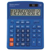 Калькулятор 12 разр, BRAUBERG EXTRA COLOR-12BU (206x155 мм), 12 разрядов, двойное питание, СИНИЙ