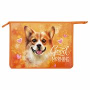 Папка для тетрадей ЮНЛАНДИЯ А4, 1 отделение, пластик, на молнии, «Corgi», 271079