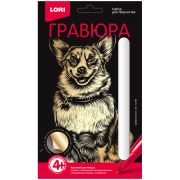Гравюра с эффектом золота Lori «Добрый корги», 14,8*10см