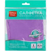 Салфетка из микрофибры для стекол и зеркал OfficeClean, 30*30см, фиолетовая