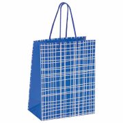 Пакет подарочный 17,8x9,8x22,9 см, ЗОЛОТАЯ СКАЗКА «В голубую клетку», ламинированный, 606597