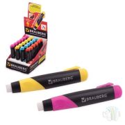 Ластик BRAUBERG «Blaster» в пластиковом футляре, выдвижной, в дисплее, ассорти