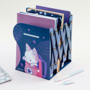 Подставка для книг MESHU «Space Cat», 3 отделения, раздвижная