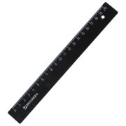 Линейка 20 см BRAUBERG, непрозрачная, черная, 210607