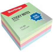 Бумага для записей с клейким краем 76*76 мм, Berlingo «Ultra Sticky», 400л, 4 пастельных цвета