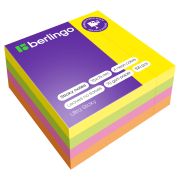 Бумага для записей с клейким краем 75*75 мм 320л, 4 неоновых цвета Berlingo «Ultra Sticky»