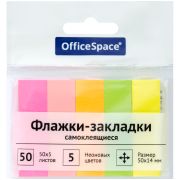 Закладки-флажки OfficeSpace 50*14мм, 50л*5 неоновых цветов, европодвес бумажные