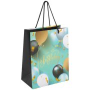 Пакет подарочный 17,8x9,8x22,9 см ЗОЛОТАЯ СКАЗКА «Happy Birthday», фольга, бирюзовый, 608239