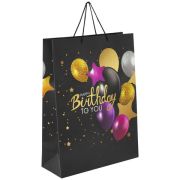 Пакет подарочный 33x12,7x44,7 см ЗОЛОТАЯ СКАЗКА «Happy Birthday», фольга, черный, 608240