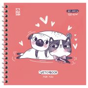Скетчбук 60л., 150*150 MESHU «Амурная история», на гребне, выб.лак, soft-touch, 120г/м2