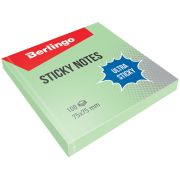 Бумага для записей с клейким краем 75х75 Berlingo «Ultra Sticky», 100л., пастель, зеленый