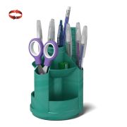 Организатор (канцелярский набор) 11 предметов, вращающийся ErichKrause Mini Desk, Ice Metallic, бирюзовый