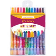 Карандаши восковые 12 цв. Crown «ArtStory», выкручивающийся стержень, ПВХ, европодвес