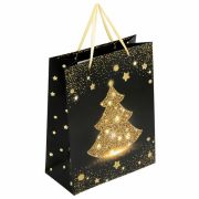 Пакет подарочный новогодний 26,5x12,7x33 см ЗОЛОТАЯ СКАЗКА «Midnight Christmas Tree», глиттер, 608230