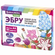 ЭБРУ набор для рисования на воде 5 цветов по 20 мл (20 картин), лоток А5, BRAUBERG HOBBY