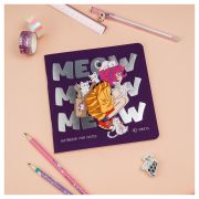 Блокнот 170*170 мм 40л. на скрепке MESHU «Meow», soft-touch ламинация, тиснение фольгой, без линовки, 80г/м2