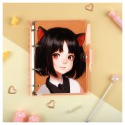 Тетрадь на кольцах А5, 120л., клетка MESHU «Neko», с пластиковой обложкой
