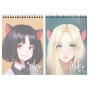 Блокнот А5 60л. на гребне, клетка MESHU «Neko», пластиковая обложка