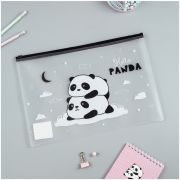 Папка-конверт на zip-молнии MeShu «Hello Panda», А4, 150мкм, прозрачная с рисунком