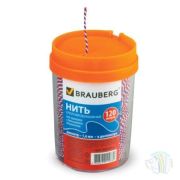 Нить BRAUBERG х/б для прошивки документов, диаметр 1,6 мм, дл. 120 м, в диспенсере, ТРИКОЛОР