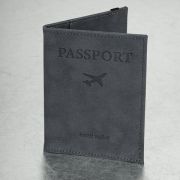 Обложка для паспорта с карманами и резинкой, мягкая экокожа, «PASSPORT», серая, BRAUBERG, 238203