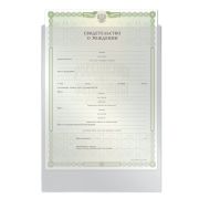 Карман А4 для свидетельства о рождении, 190х260 мм, ПВХ, прозрачная, STAFF, 237584