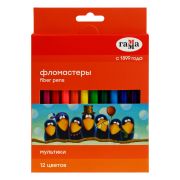 Фломастеры 12цв., Гамма «Мультики», смываемые, картон. упак., европодвес