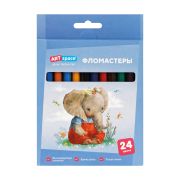 Фломастеры 24цвета ArtSpace «Рисунки. Lovely animals», смываемые, картон, европодвес