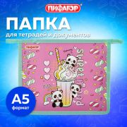Папка для тетрадей А5, 1 отделение ПИФАГОР, пластик, на молнии, Sweet mood, 272193