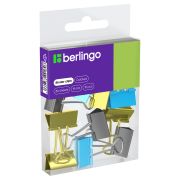 Зажимы для бумаг 19мм, Berlingo, КОМПЛЕКТ 10шт., цветные, ПВХ упак., европодвес, голубой+золотой