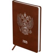 Ежедневник датированный 2025г., А5, 176л., твердый переплет, кожзам, BG «Орел», коричневый