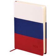 Ежедневник датированный 2025г., А5, 176л., твердый переплет, кожзам, BG «Флаг», триколор