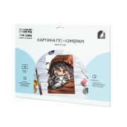 Картина по номерам на картоне ТРИ СОВЫ «Аниме девочка с котом», 30*40, с акриловыми красками и кистями