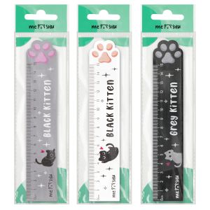 Линейка 15см MESHU «Paw», деревянная, ассорти, европодвес
